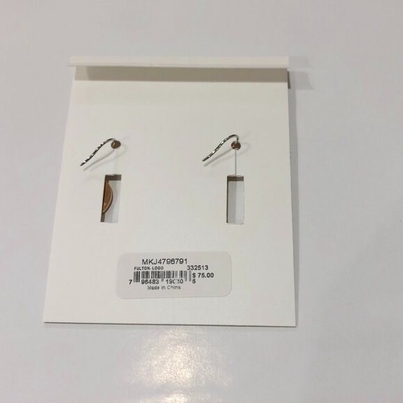 MICHAEL KORS Rose Gold Tone Logo Drop Dangle Pave Crystal Earrings - Picture 4 of 7